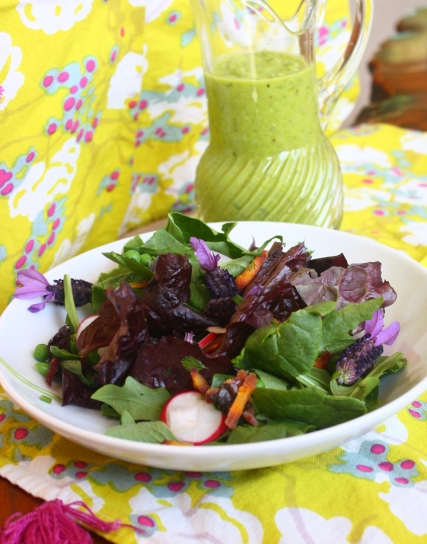 Spring salad with  Green pea vinaigrette 